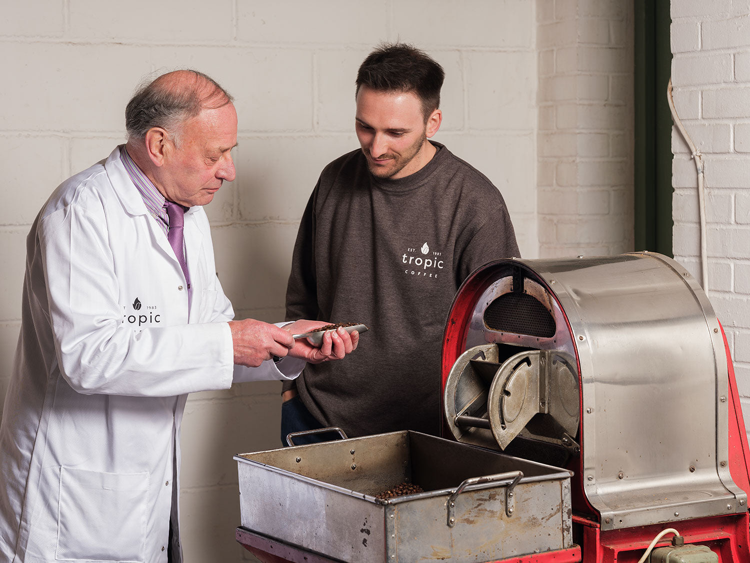 Martin and david sanctuary using the min sample three kilo sample roaster