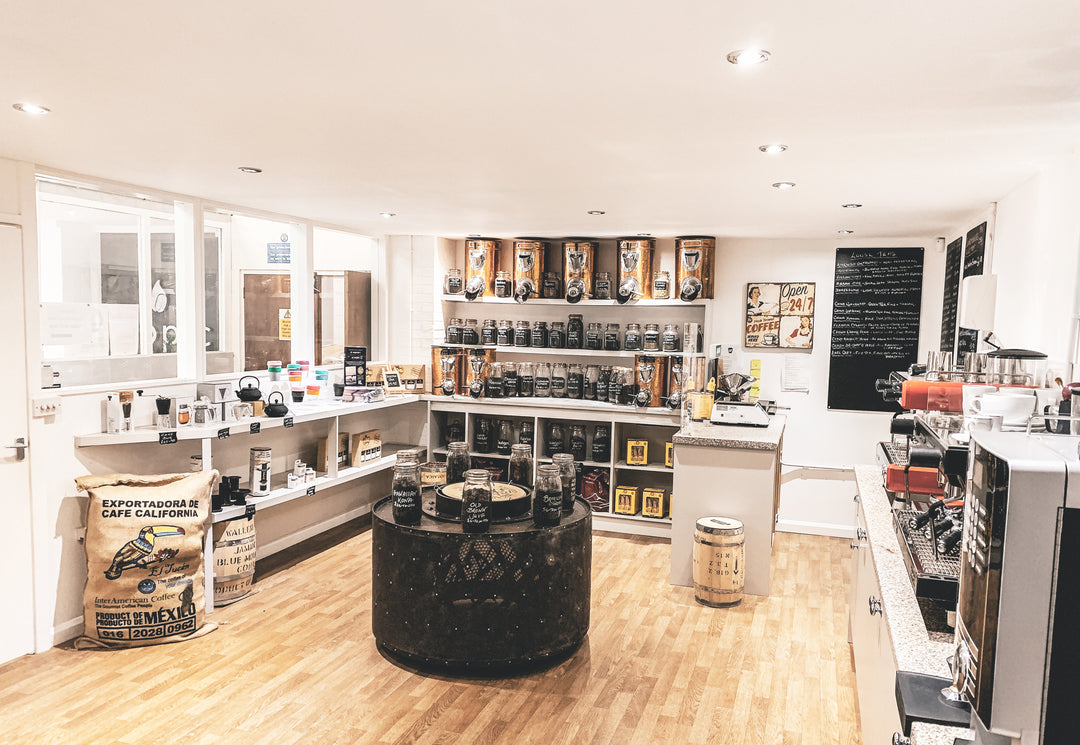 local factory retail shop loose leaf tea and rare, exciting coffees as well as brewing methods